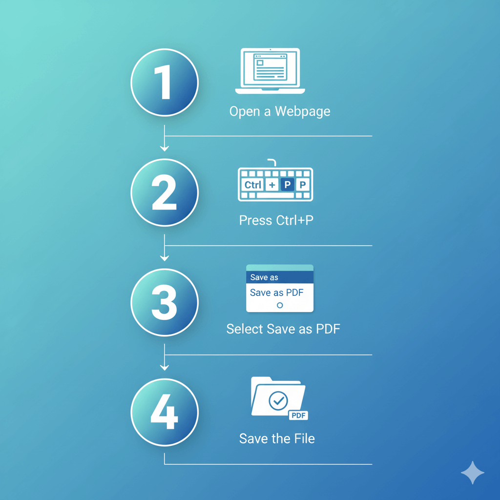 保存网页为 PDF 的步骤信息图